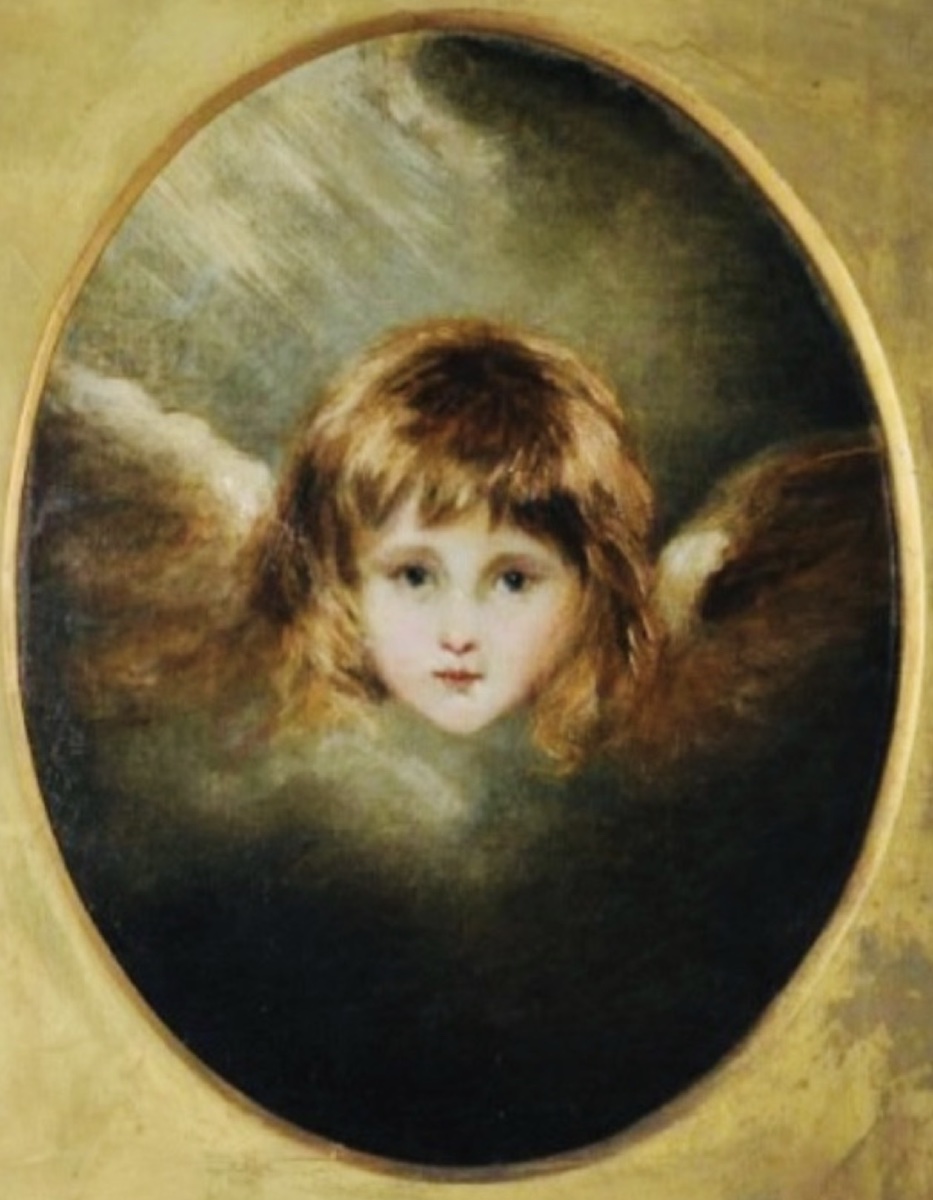 TÊTE D'ANGE, HUILE SUR TOILE XIX ÈME SIÈCLE, D’APRÈS JOSHUA REYNOLDS-photo-5
