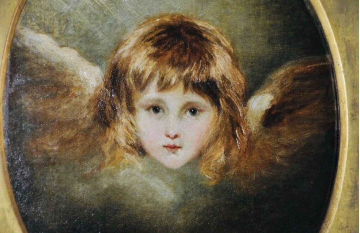 TÊTE D'ANGE, HUILE SUR TOILE XIX ÈME SIÈCLE, D’APRÈS JOSHUA REYNOLDS-photo-6