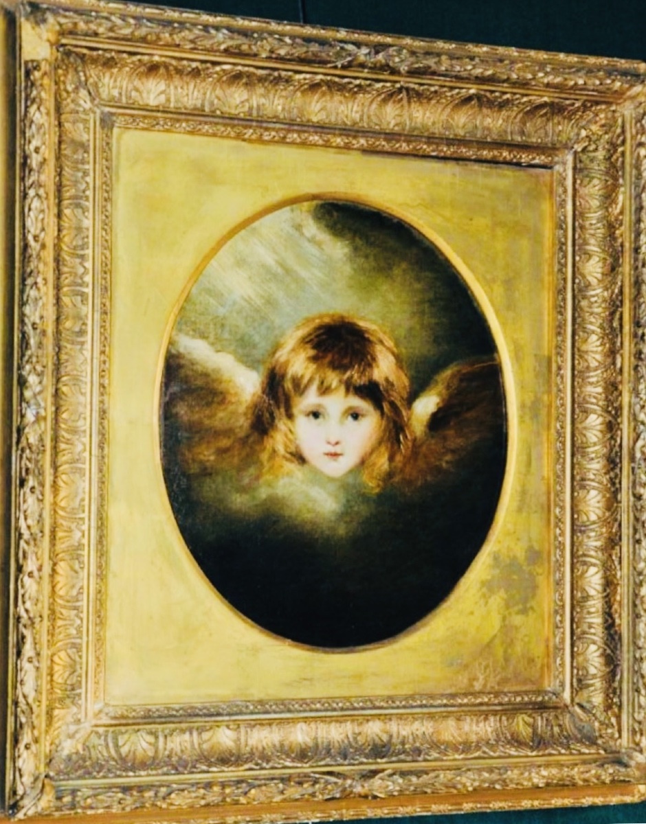 TÊTE D'ANGE, HUILE SUR TOILE XIX ÈME SIÈCLE, D’APRÈS JOSHUA REYNOLDS