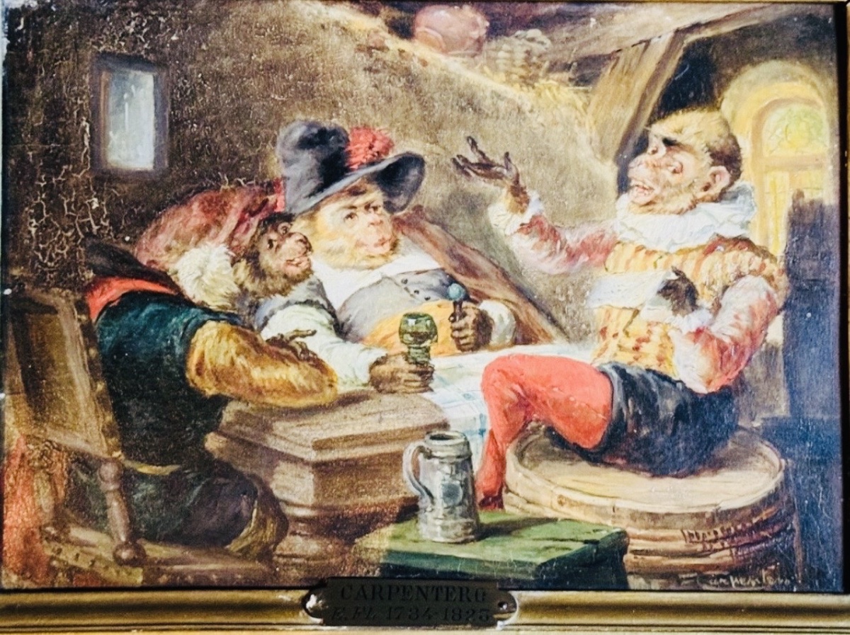 Monkey, 19th-century Oil On Panel-photo-3