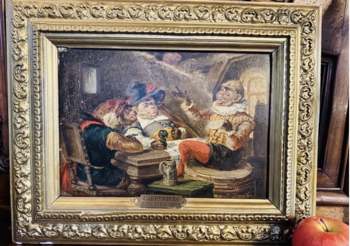 Monkey, 19th-century Oil On Panel-photo-6