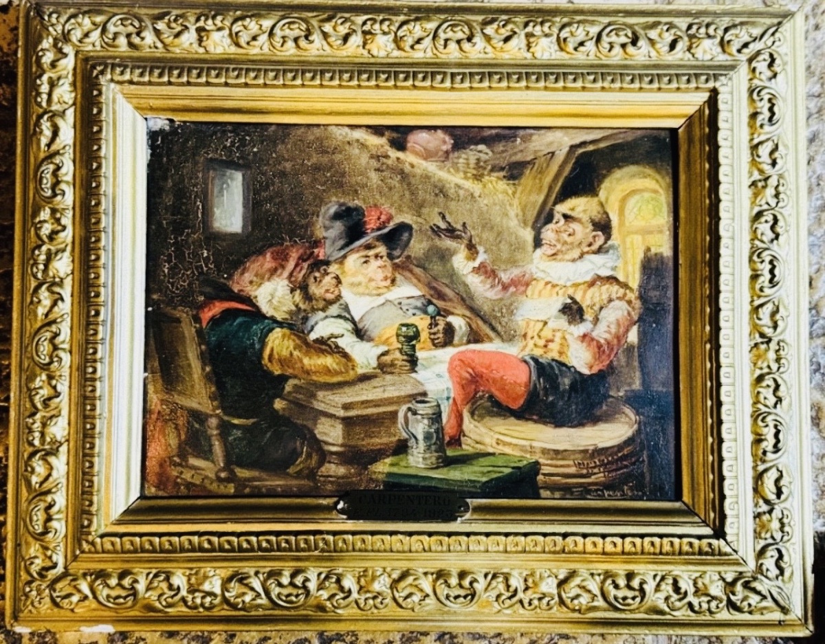 Monkey, 19th-century Oil On Panel