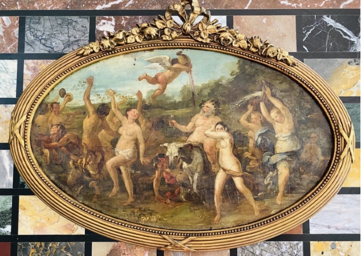 LE TRIOMPHE DE SILÈNE, HUILE SUR TOILE DU XIX EME SIÈCLE-photo-2