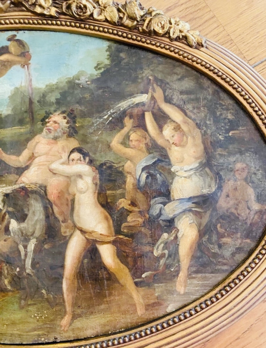 LE TRIOMPHE DE SILÈNE, HUILE SUR TOILE DU XIX EME SIÈCLE-photo-5