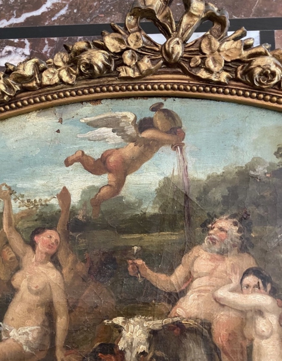 LE TRIOMPHE DE SILÈNE, HUILE SUR TOILE DU XIX EME SIÈCLE-photo-7