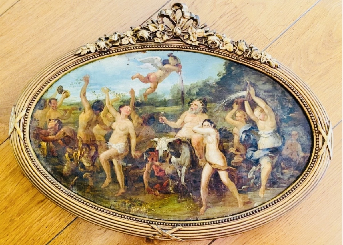 LE TRIOMPHE DE SILÈNE, HUILE SUR TOILE DU XIX EME SIÈCLE