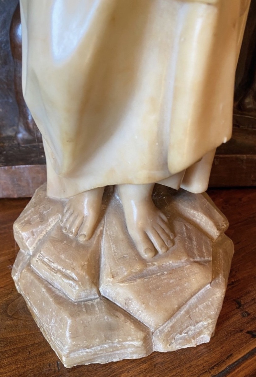 Child Jesus On The Cross, A Rare 19th-century Alabaster Sculpture-photo-1