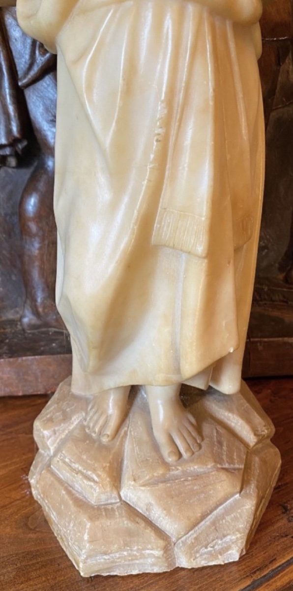 Child Jesus On The Cross, A Rare 19th-century Alabaster Sculpture-photo-4