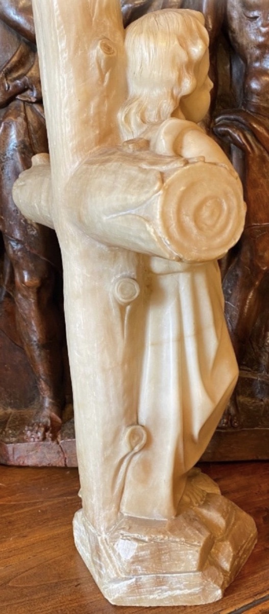 Child Jesus On The Cross, A Rare 19th-century Alabaster Sculpture-photo-6