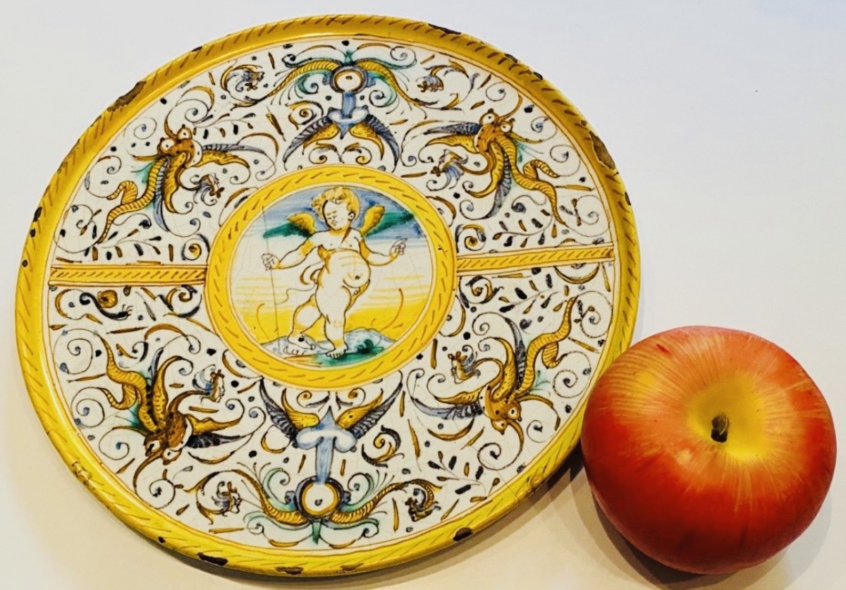 Antique Cup, Deruta Majolica With Cupid Decor, 17th Century-photo-2