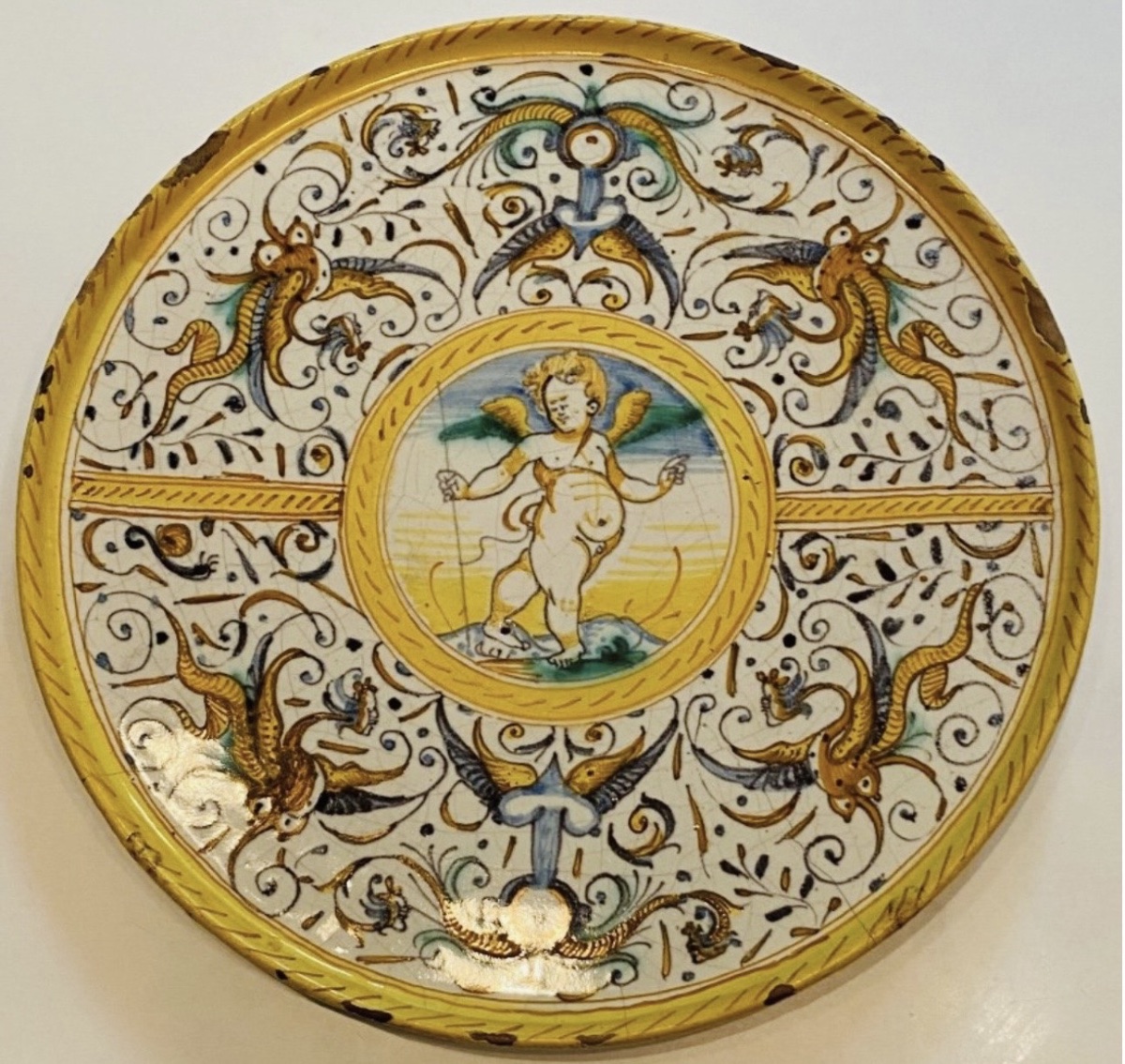 Antique Cup, Deruta Majolica With Cupid Decor, 17th Century-photo-3