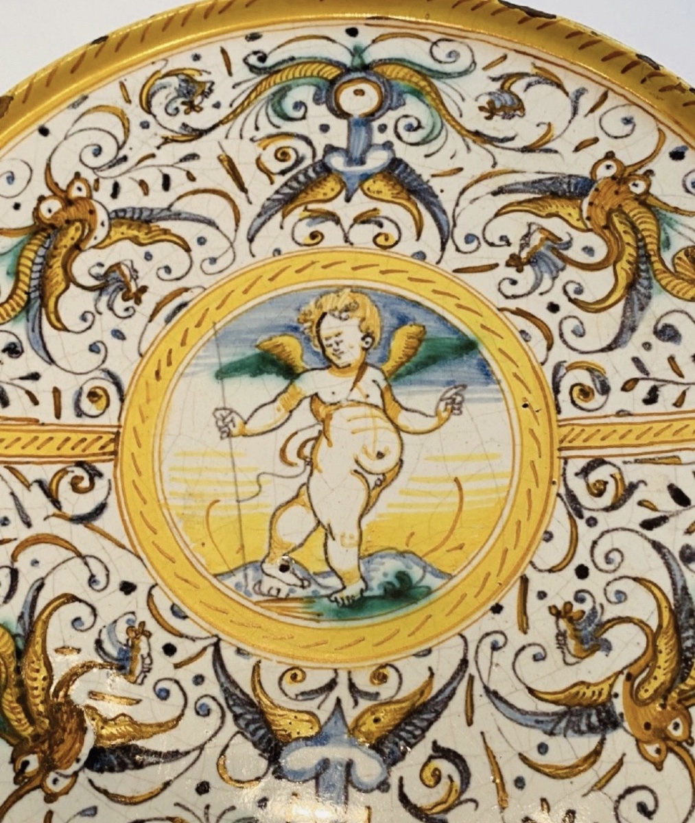 Antique Cup, Deruta Majolica With Cupid Decor, 17th Century-photo-4