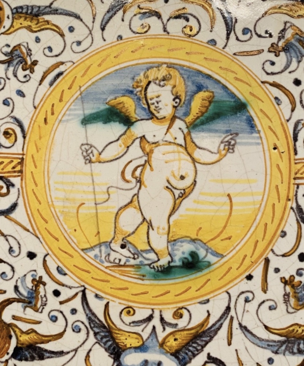 Antique Cup, Deruta Majolica With Cupid Decor, 17th Century-photo-8