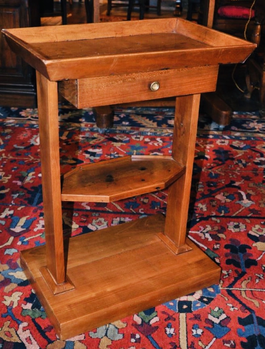 Vintage Cabaret-style Side Table, Restored, Made Of Cherry Wood -photo-3