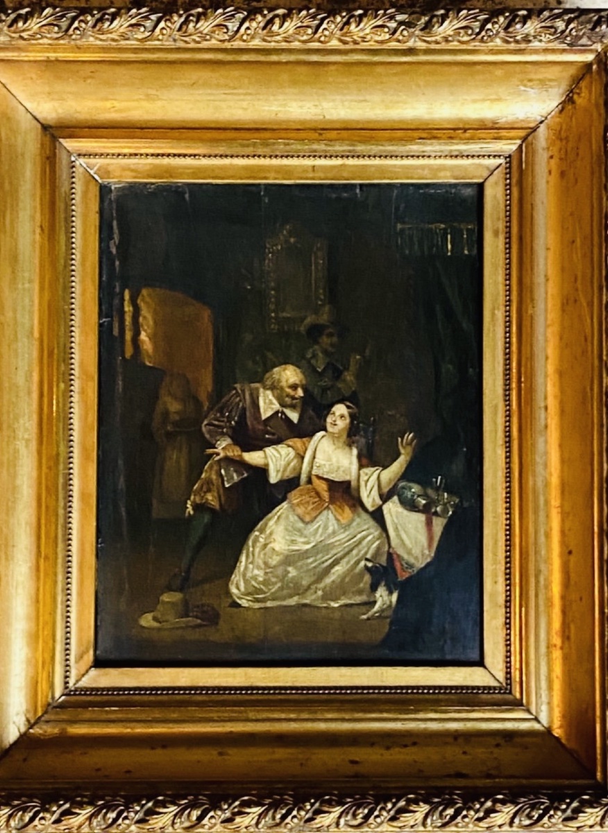 ÉCOLE HOLLANDAISE scène galante DU XVIII EME SIÈCLE DANS LE GOÛT DE CASPAR NETSCHER-photo-2