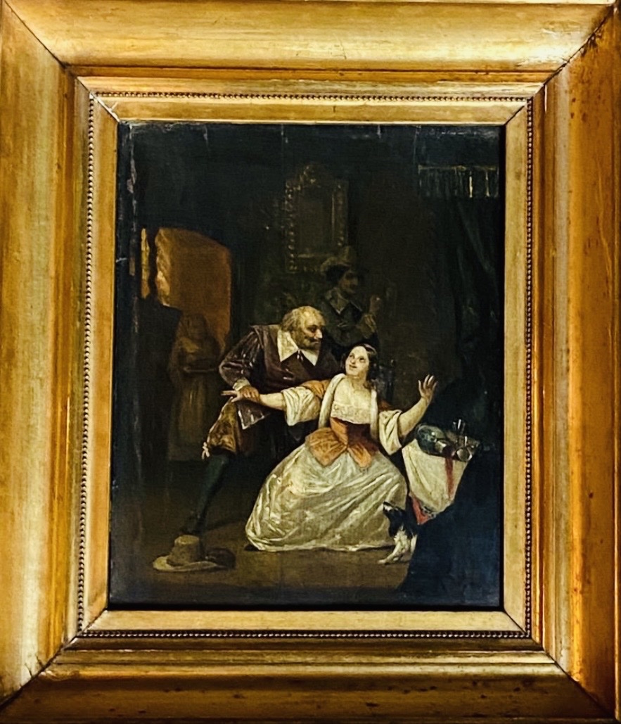 ÉCOLE HOLLANDAISE scène galante DU XVIII EME SIÈCLE DANS LE GOÛT DE CASPAR NETSCHER-photo-4