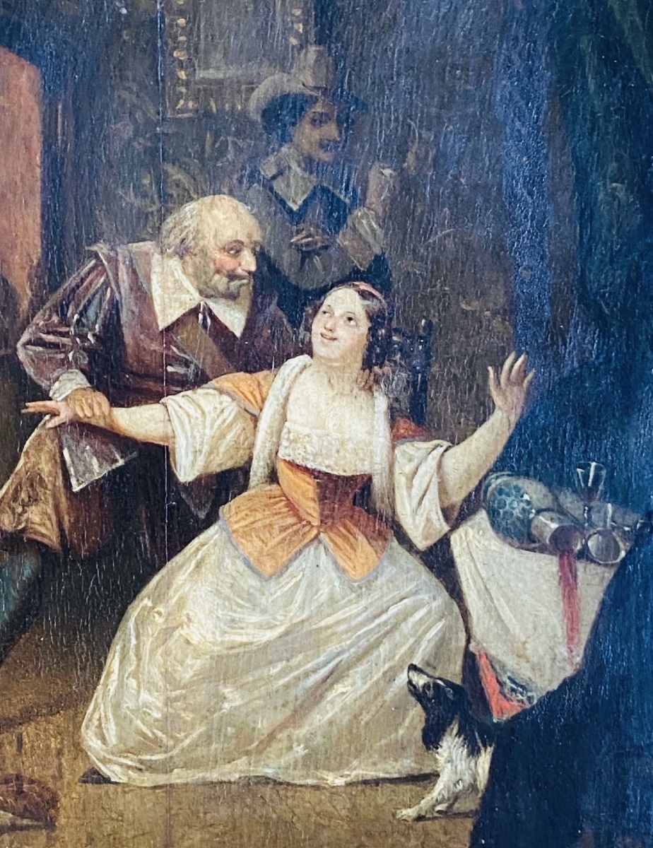 ÉCOLE HOLLANDAISE scène galante DU XVIII EME SIÈCLE DANS LE GOÛT DE CASPAR NETSCHER-photo-5
