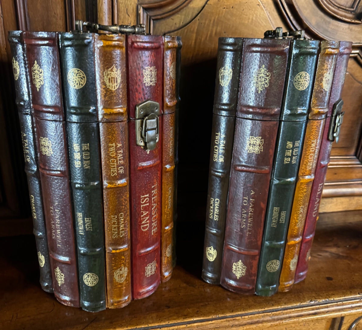 Pair Of Storage Boxes Shaped Like Fake Books - English Library Decor - Year-photo-3