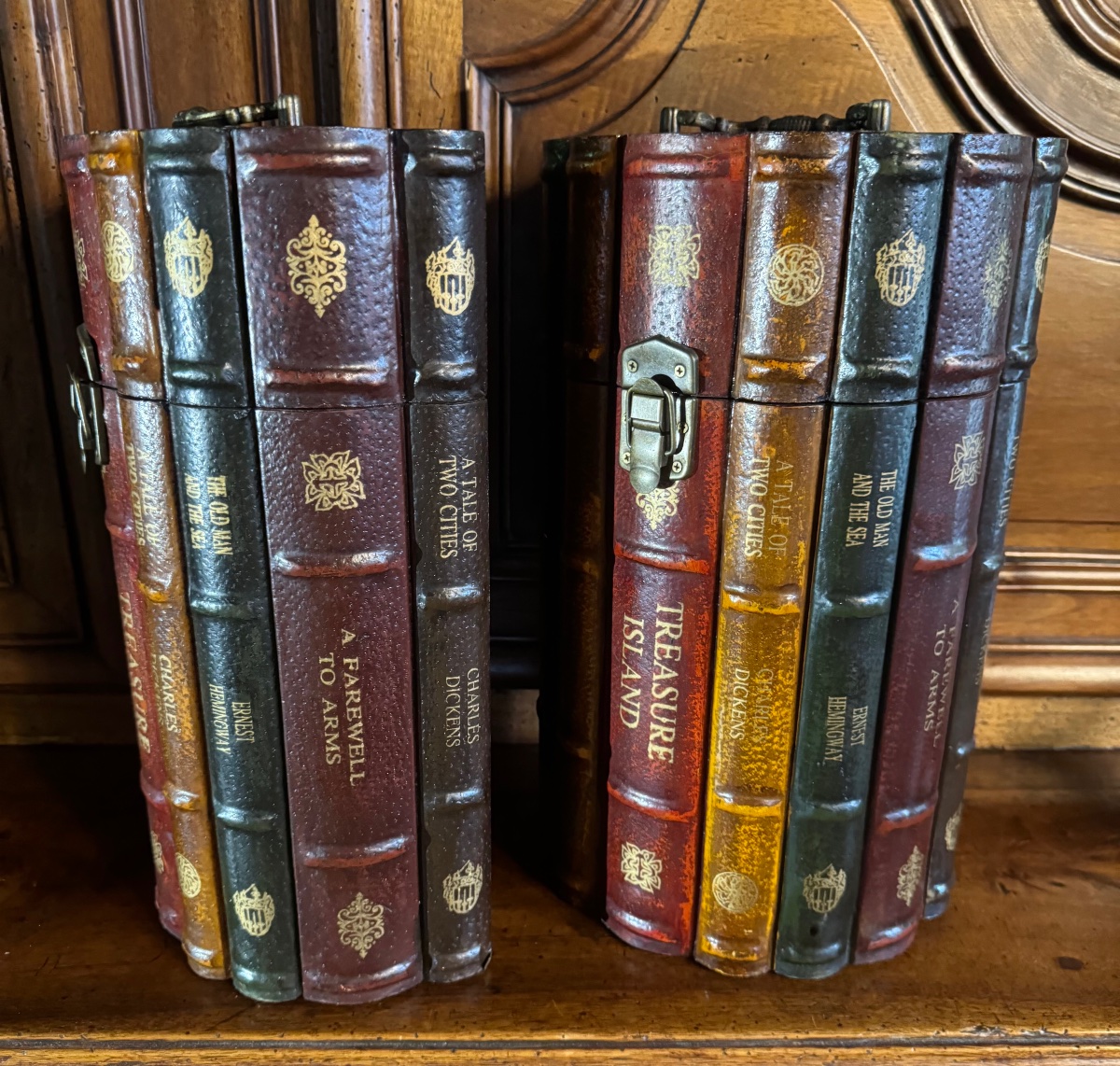 Pair Of Storage Boxes Shaped Like Fake Books - English Library Decor - Year-photo-4