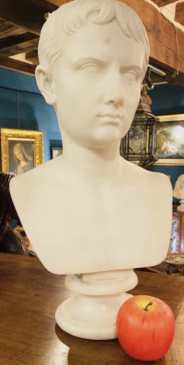 Gaius Octavius, Future Emperor Augustus – Large Bust In Carrara Marble, Grand Tour, Circa 183-photo-2