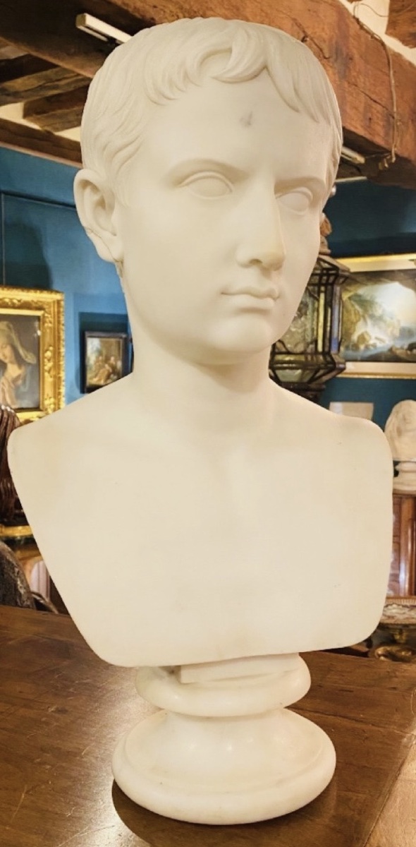 Gaius Octavius, Future Emperor Augustus – Large Bust In Carrara Marble, Grand Tour, Circa 183-photo-3