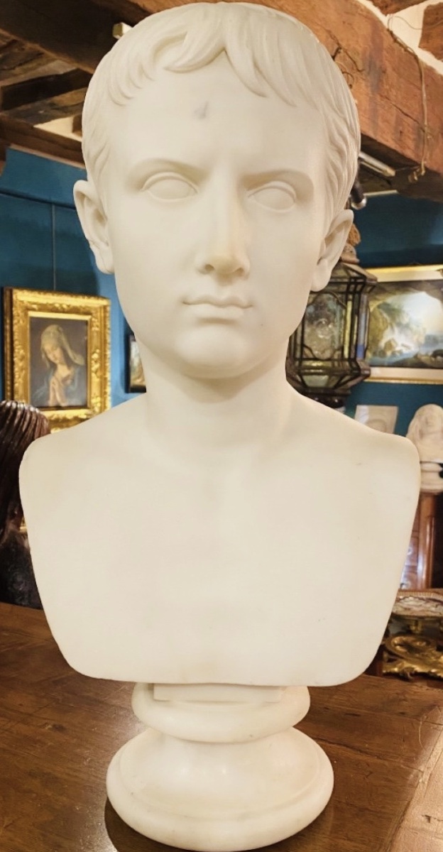 Gaius Octavius, Future Emperor Augustus – Large Bust In Carrara Marble, Grand Tour, Circa 183-photo-4
