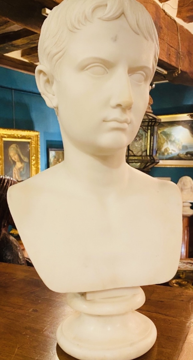 Gaius Octavius, Future Emperor Augustus – Large Bust In Carrara Marble, Grand Tour, Circa 183-photo-1