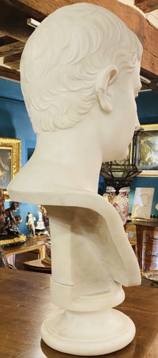 Gaius Octavius, Future Emperor Augustus – Large Bust In Carrara Marble, Grand Tour, Circa 183-photo-2