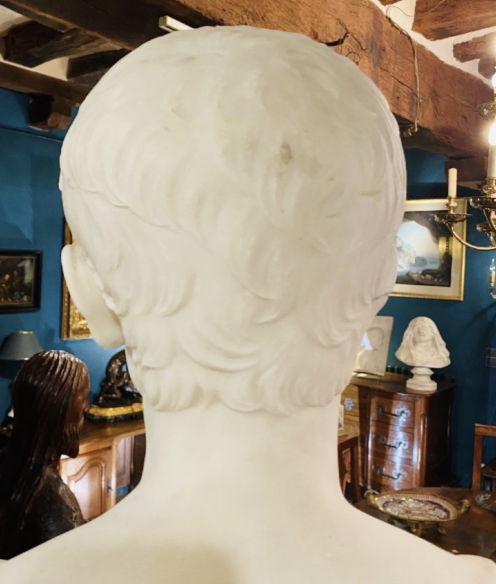 Gaius Octavius, Future Emperor Augustus – Large Bust In Carrara Marble, Grand Tour, Circa 183-photo-4