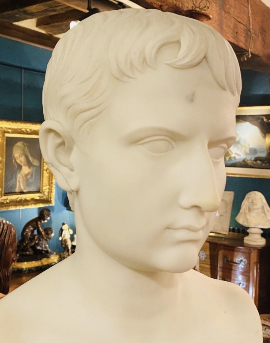 Gaius Octavius, Future Emperor Augustus – Large Bust In Carrara Marble, Grand Tour, Circa 183-photo-7