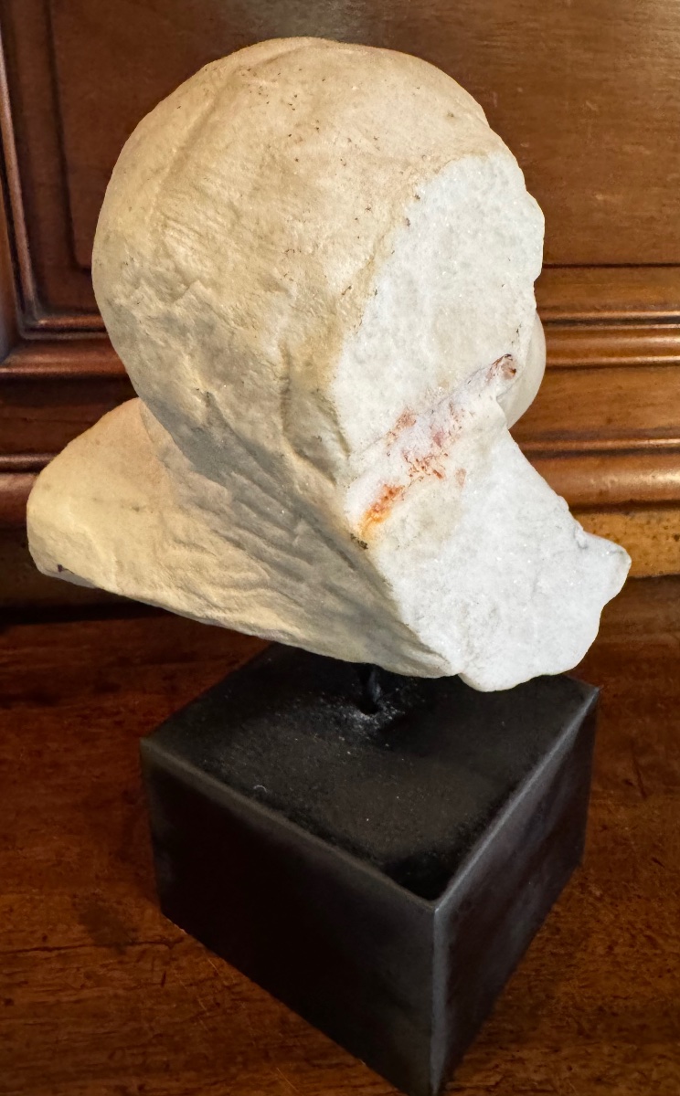 Carrara White Marble Angel's Head, 18th-century Italian Work-photo-4