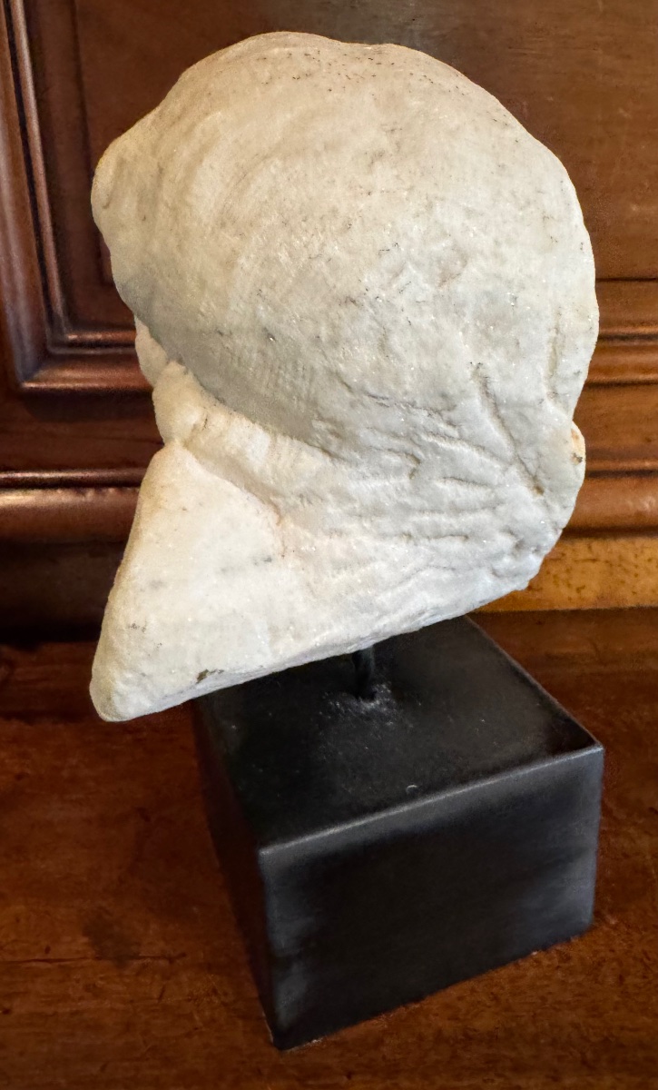 Carrara White Marble Angel's Head, 18th-century Italian Work-photo-6