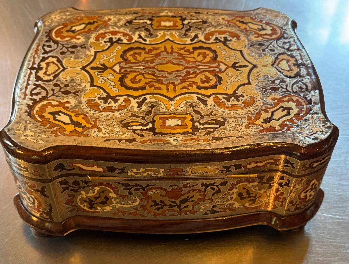 Important Boulle Marquetry Chest With A Tin Bottom, Napoleon III Period-photo-3