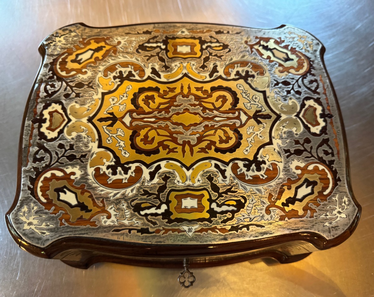 Important Boulle Marquetry Chest With A Tin Bottom, Napoleon III Period-photo-5