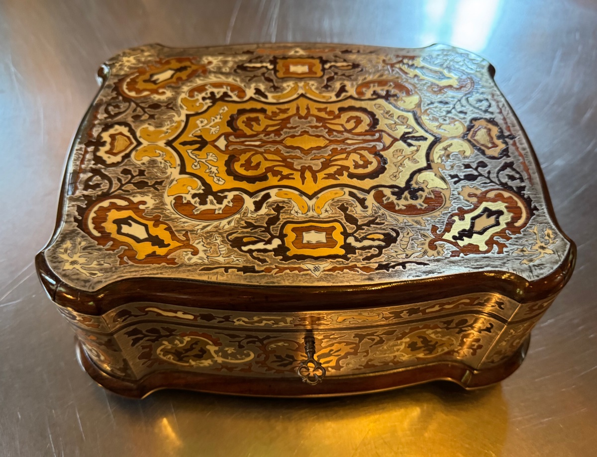 Important Boulle Marquetry Chest With A Tin Bottom, Napoleon III Period-photo-7