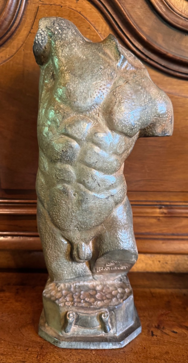 TORSE D'HOMME À L'ANTIQUE, BRONZE À PATINE NUANCÉE PAR PIERRE CHENET-photo-4