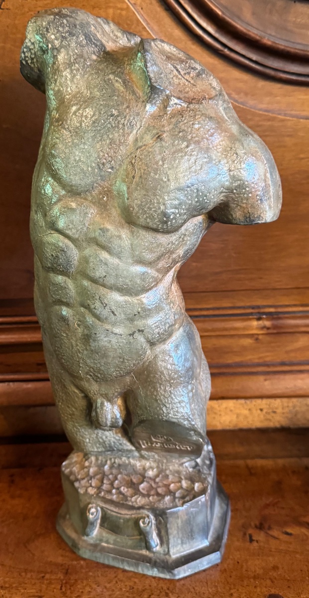 TORSE D'HOMME À L'ANTIQUE, BRONZE À PATINE NUANCÉE PAR PIERRE CHENET-photo-5