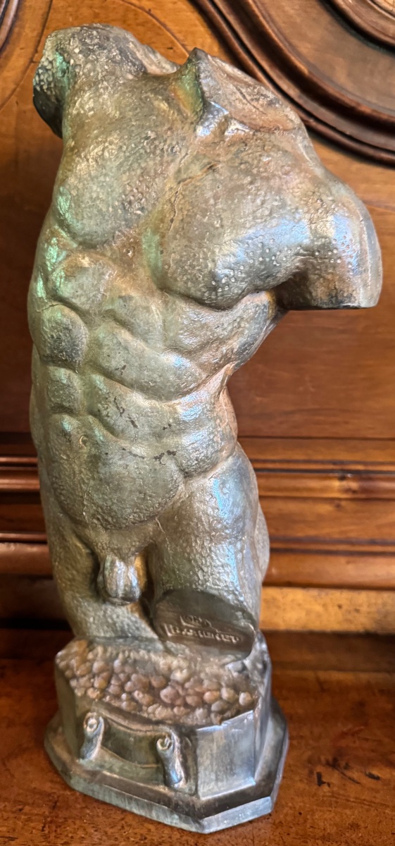 TORSE D'HOMME À L'ANTIQUE, BRONZE À PATINE NUANCÉE PAR PIERRE CHENET
