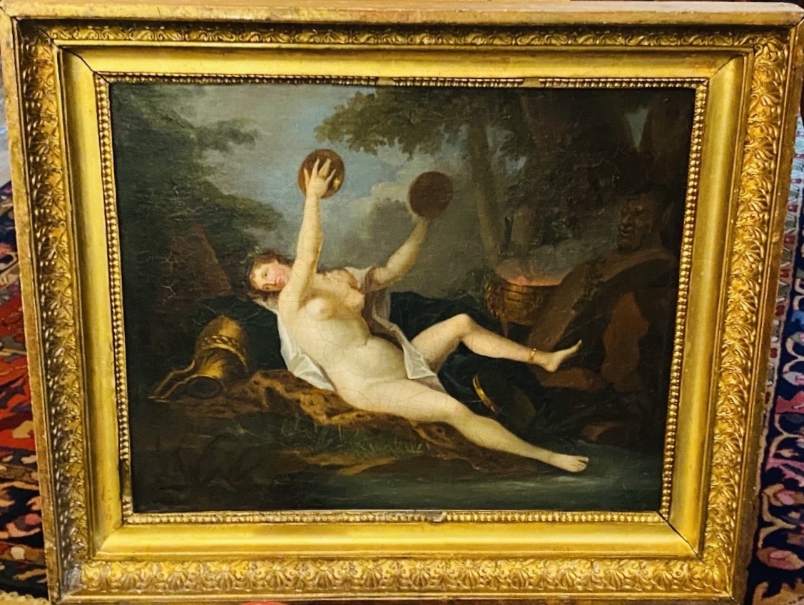 Bacchant With Cymbals, Neoclassical Oil On Canvas Attributed To Jean-simon Berthélémy (1743–18-photo-2