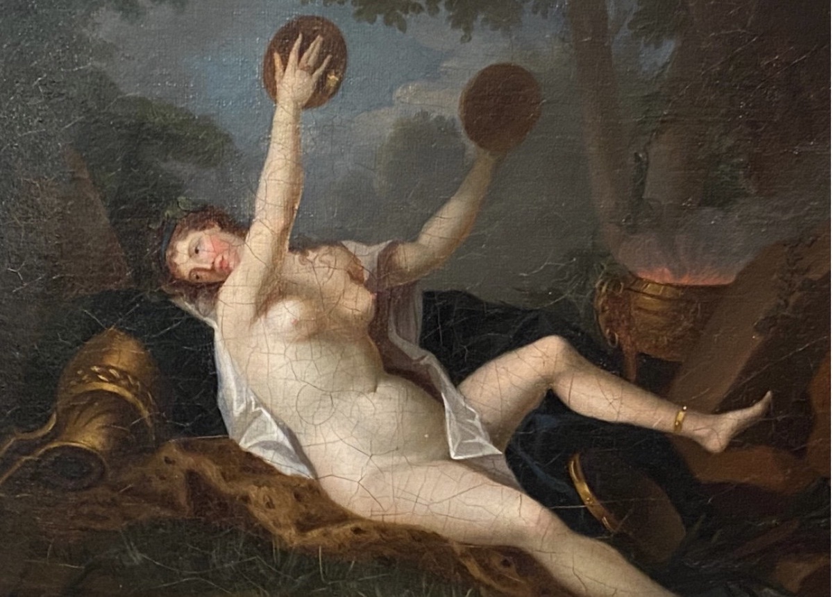 Bacchant With Cymbals, Neoclassical Oil On Canvas Attributed To Jean-simon Berthélémy (1743–18-photo-1