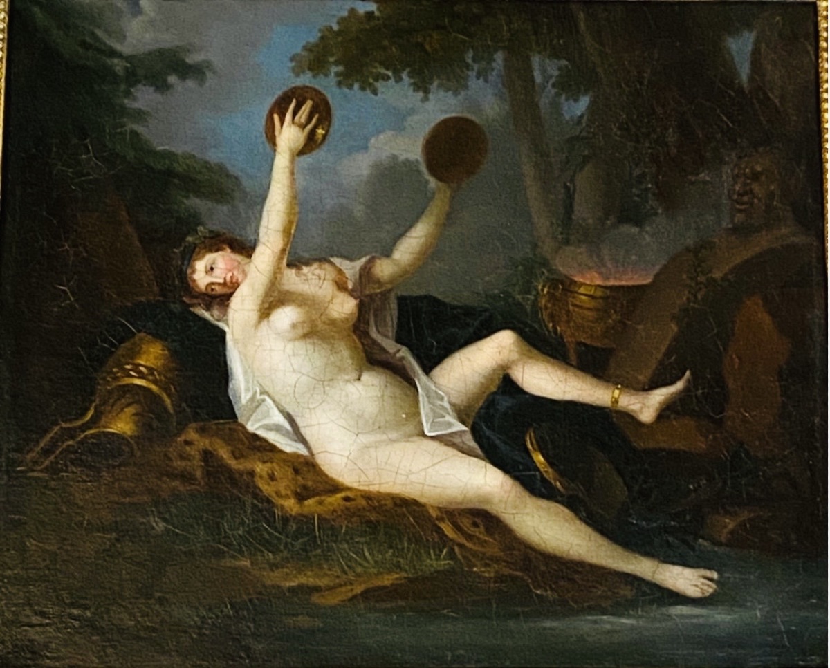 Bacchant With Cymbals, Neoclassical Oil On Canvas Attributed To Jean-simon Berthélémy (1743–18-photo-8