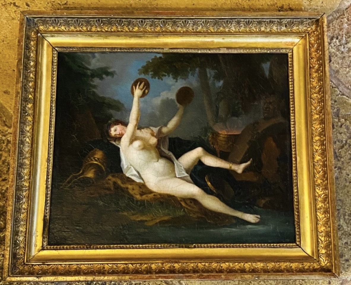 Bacchant With Cymbals, Neoclassical Oil On Canvas Attributed To Jean-simon Berthélémy (1743–18