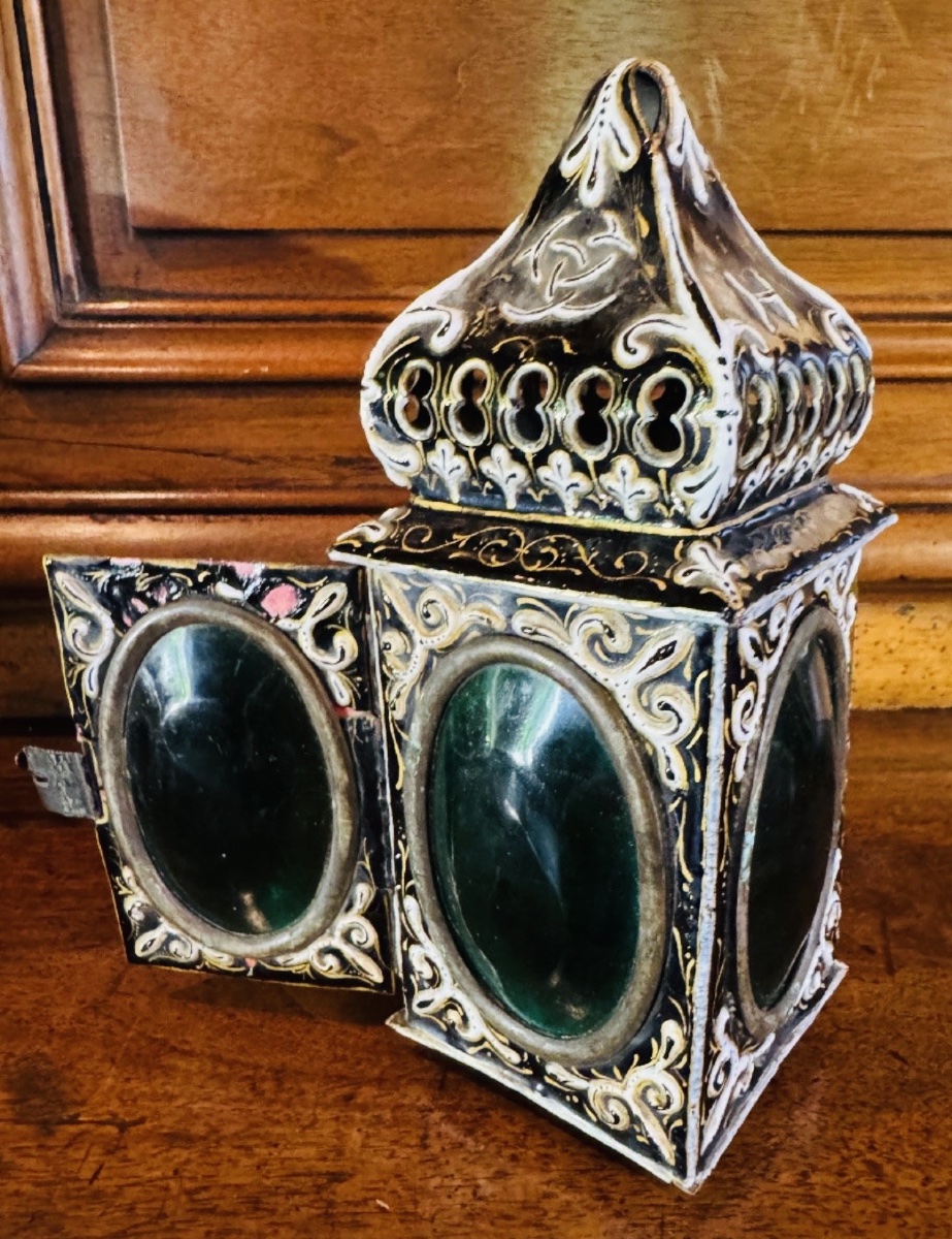 Limoges Enamel Carriage Lantern Depicting Henri II And Diane De Poitiers, Early 10th Century-photo-3