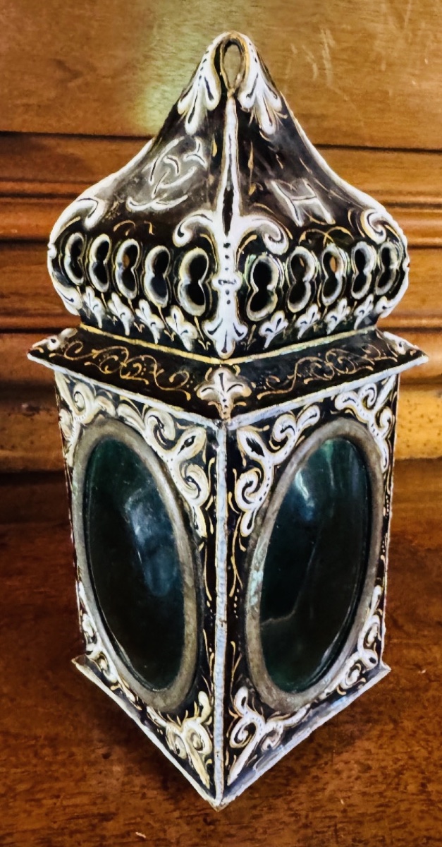 Limoges Enamel Carriage Lantern Depicting Henri II And Diane De Poitiers, Early 10th Century