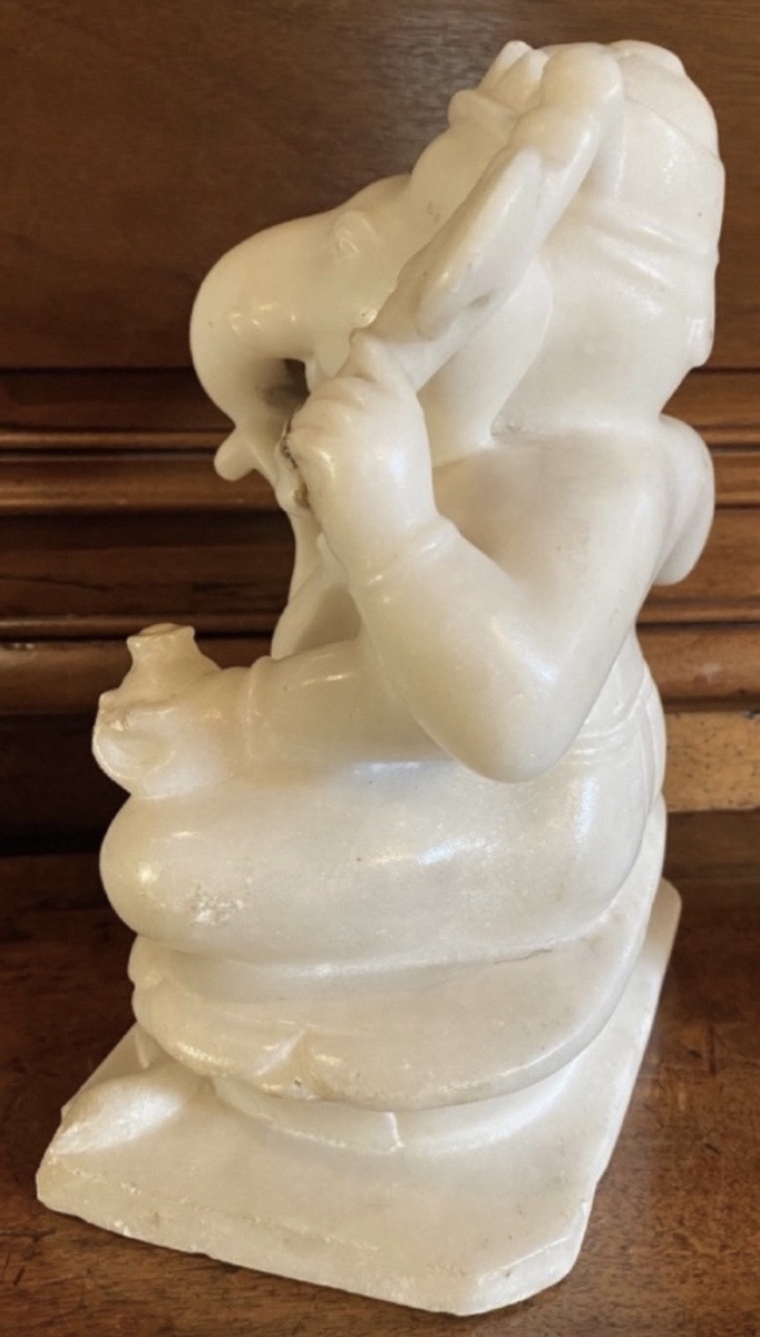 Alabaster Ganesh, Hindu God Of Prosperity - India, Early 20th* Century-photo-2