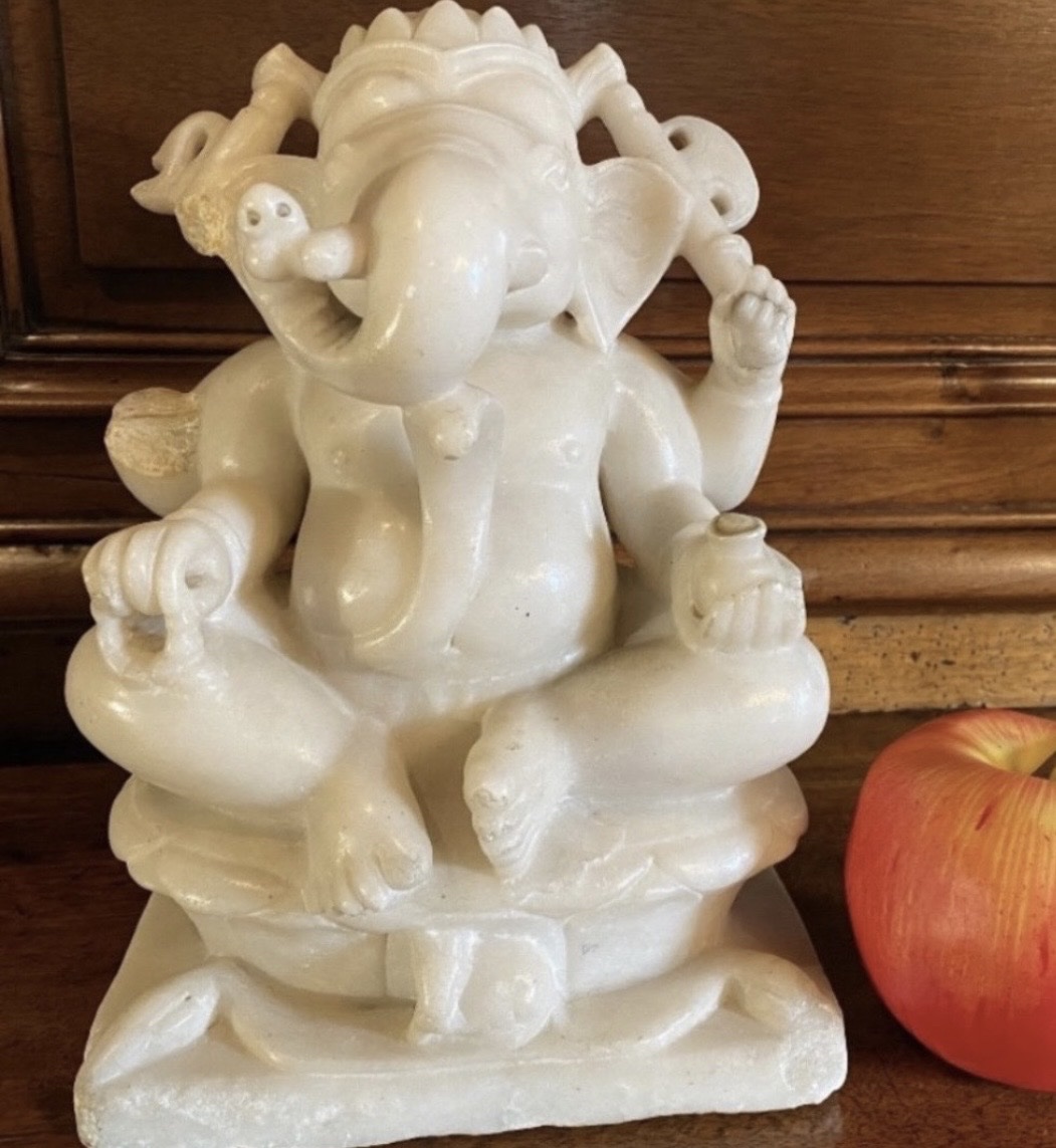 Alabaster Ganesh, Hindu God Of Prosperity - India, Early 20th* Century-photo-2