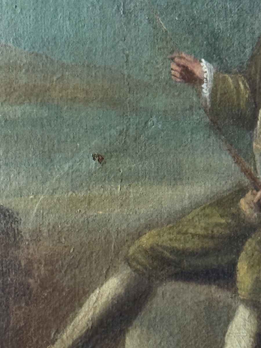 Portrait Of A Gentleman Hunter With His Rifle And Dog, Oil On Canvas, Louis XV Period, -photo-4