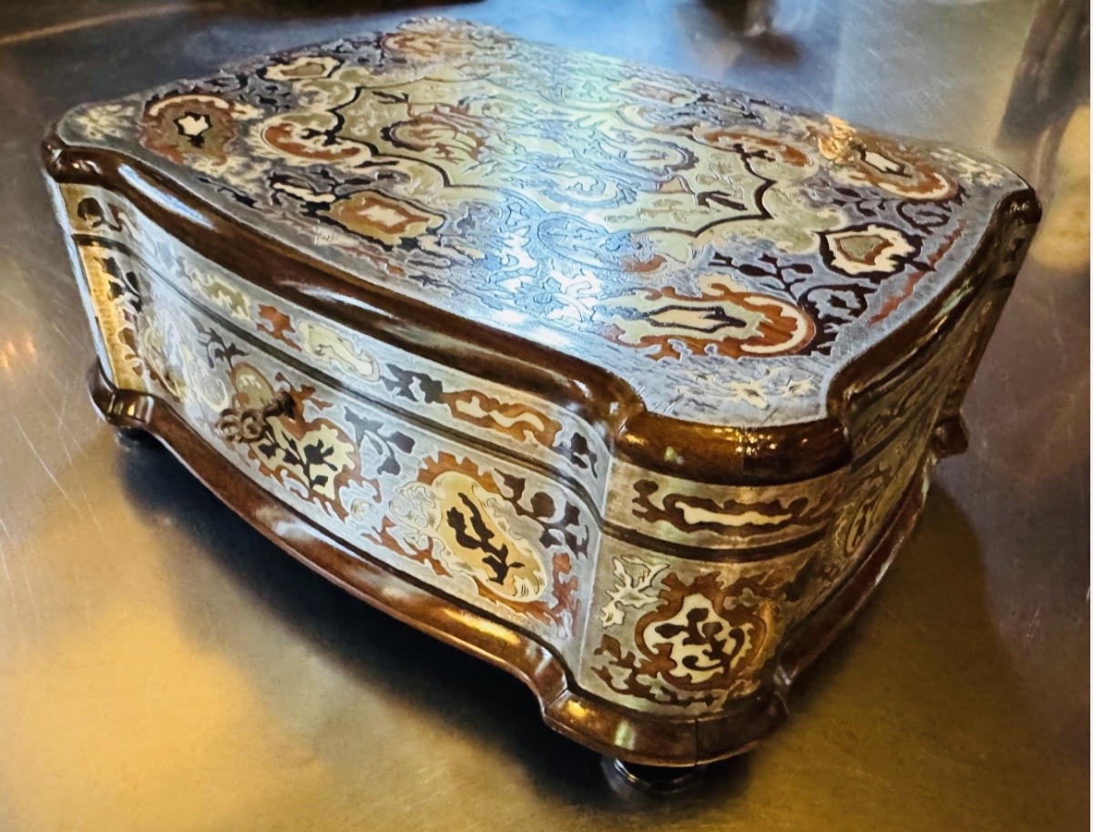 Important Boulle Marquetry Chest With A Tin Bottom, Napoleon III Period-photo-2