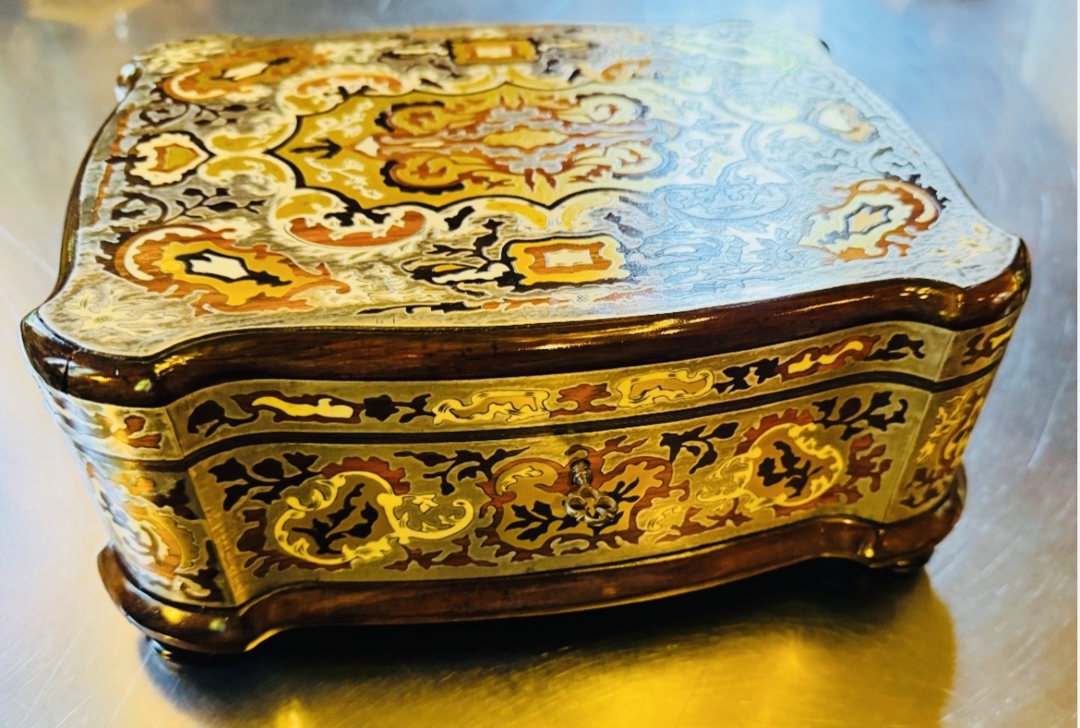Important Boulle Marquetry Chest With A Tin Bottom, Napoleon III Period-photo-4
