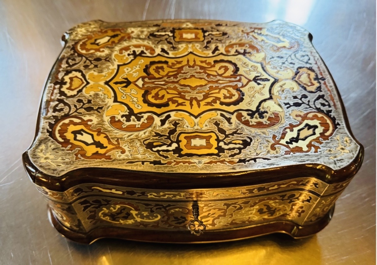 Important Boulle Marquetry Chest With A Tin Bottom, Napoleon III Period-photo-5